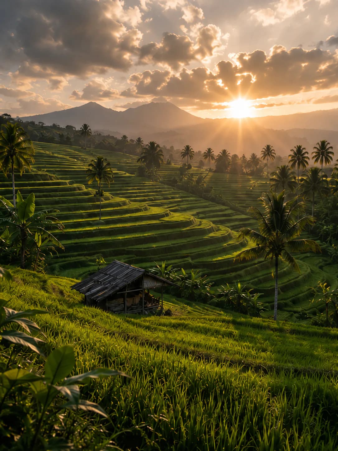 Pemandangan persawahan Jatiluwih di Tabanan, Bali